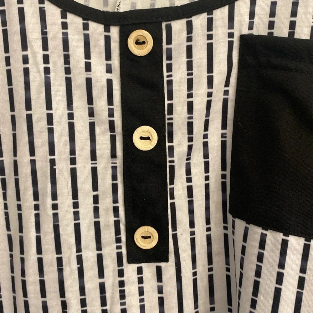 High-low tank top Black White Stripes 2XL XXL - Picture 5 of 6